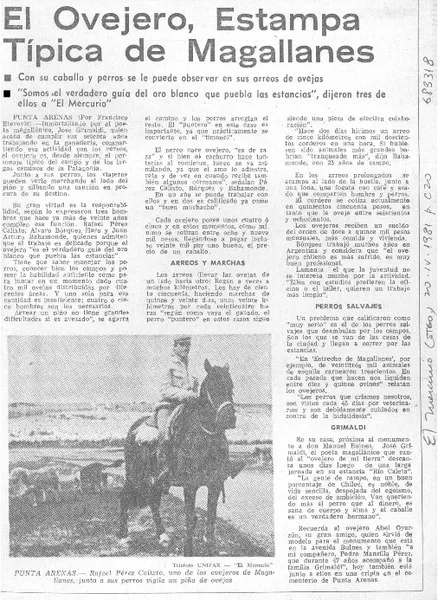 El ovejero, estampa típica de Magallanes  [artículo] Francisco Eterovic.