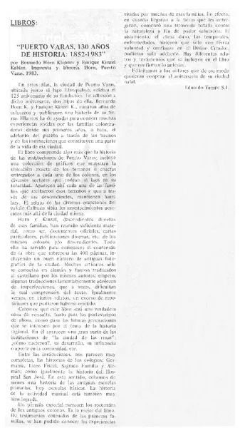 Puerto Varas, 130 años de historia: 1852-1983"  [artículo] Eduardo Tampe.