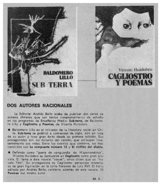 Dos autores nacionales  [artículo] M.I.