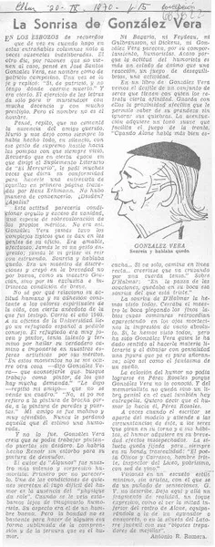 La sonrisa de González Vera  [artículo] Antonio R. Romera.