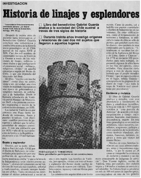 Historia de linajes y esplendores  [artículo] Jaime Quezada.