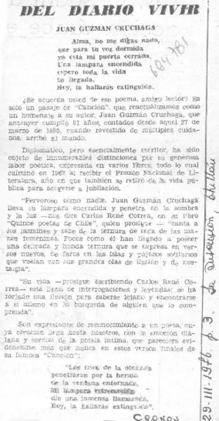 Juan Guzmán Cruchaga  [artículo] Cronos.