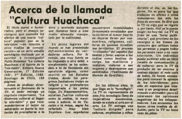 Acerca de la llamada "Cultura Huachaca".  [artículo]