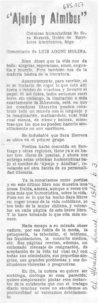 Ajenjo y almíbar  [artículo] Luis Agoni Molina.
