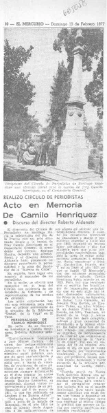 Acto en memoria de Camilo Henríquez.  [artículo]
