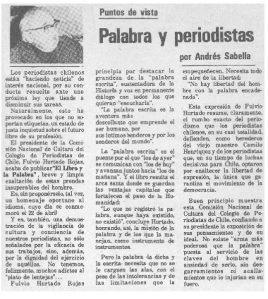 Palabra y periodistas  [artículo] Andrés Sabella.
