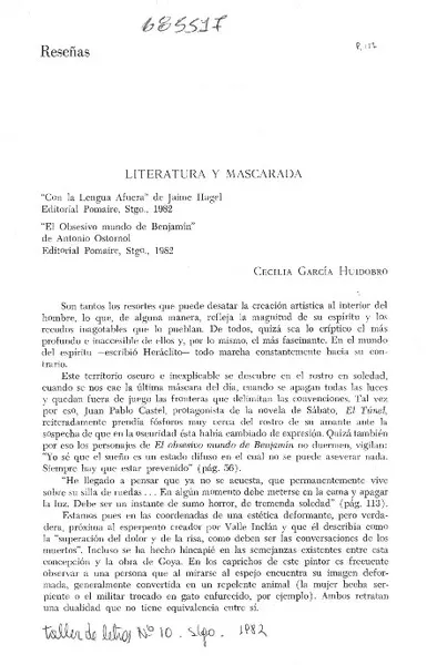 Literatura y mascarada  [artículo] Cecilia García-Huidobro.