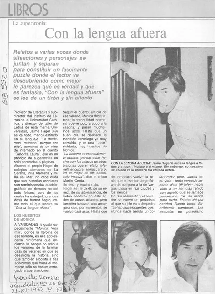 Con la lengua afuera  [artículo] Graciela Romero.
