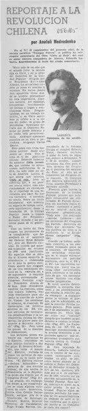 Reportaje a la revolución chilena  [artículo] Anatoli Medvedenko.