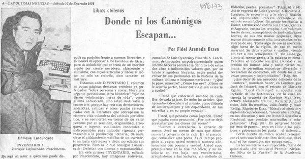 Donde ni los canónigos escapan--  [artículo] Fidel Araneda Bravo.