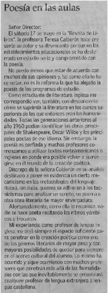 Poesía en las aulas  [artículo] Eric Troncoso Mejía.