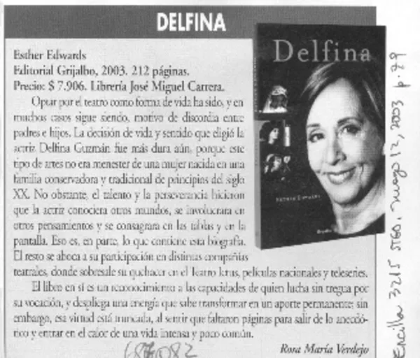 Delfina  [artículo] Rosa María Verdejo.