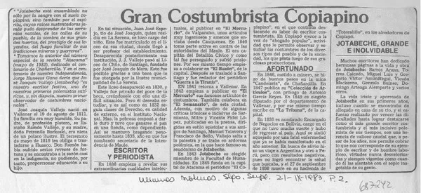 Gran costumbrista copiapino.  [artículo]