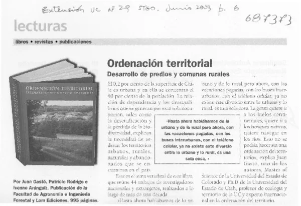 Ordenación territorial.  [artículo]