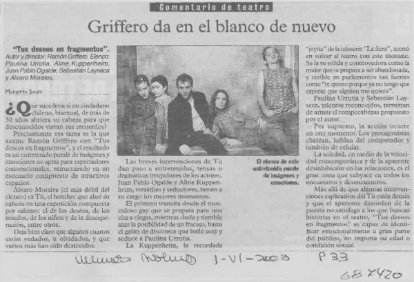 Griffero de en el blanco de nuevo  [artículo] Marietta Santí.