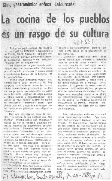 La cocina de los pueblos es un rasgo de su cultura.  [artículo]