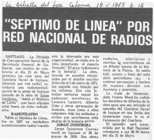 "Séptimo de línea" por red nacional de radios.  [artículo]