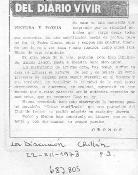 Pintura y poesía  [artículo] Cronos.