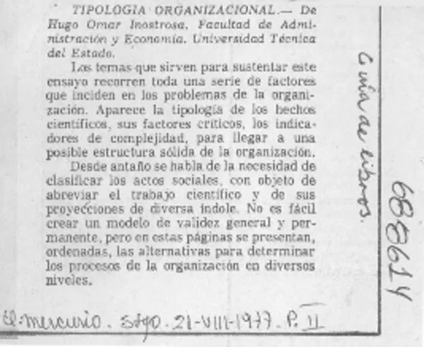 Tipología organizacional.  [artículo]