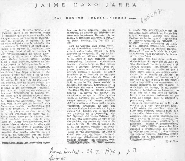 Jaime Laso Jarpa  [artículo] H.t.f.