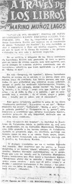 Lenguaje del hombre"  [artículo] Marino Muñoz Lagos.