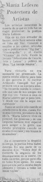 María Lefreve protectora de artistas.  [artículo]