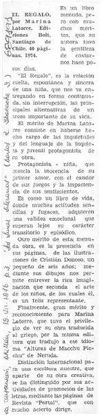 El regalo  [artículo] Carlos R. Ibacache I.