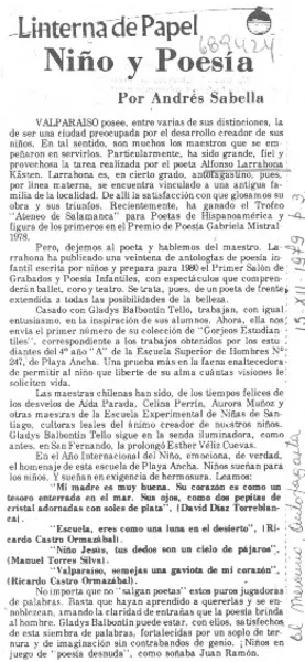Niño y poesía  [artículo] Andrés Sabella.