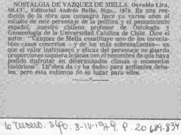 Nostalgia de Vázquez de Mella.  [artículo]