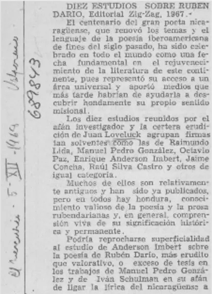Diez estudios sobre Rubén Dario.  [artículo]