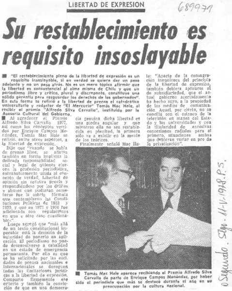 Su restablecimiento es requisito insoslayable.  [artículo]