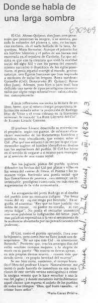 Donde se habla de una larga sombra  [artículo] Mario Garay Pereira.