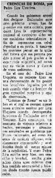 Crónicas de Roma  [artículo] Agustin Billa Garrido.