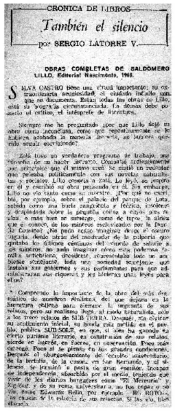 También el silencio  [artículo] Sergio Latorre V.