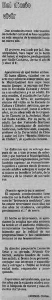 Del diario vivir  [artículo] Cronos.