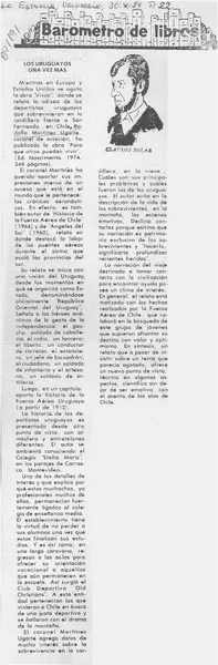 Los uruguayos una vez más  [artículo] Claudio Solar.