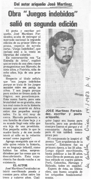 Obra "juegos indebidos" salió en segunda edición.  [artículo]