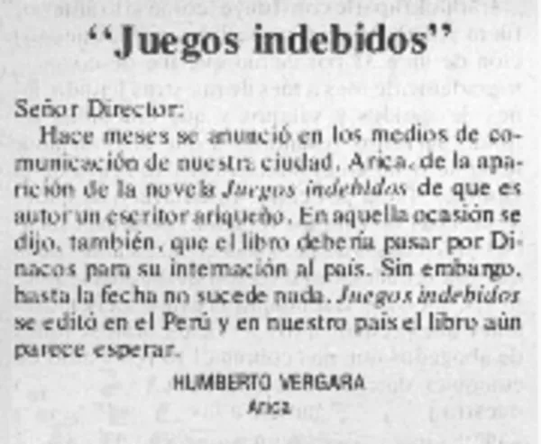 Juegos indebidos"  [artículo] Humberto Vergara.