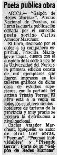 Poeta publica obra.  [artículo]