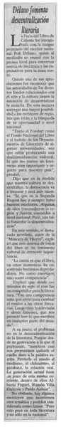 Délano fomenta descentralización literaria  [artículo]