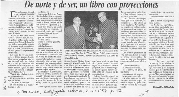 De norte y de ser, un libro con proyecciones  [artículo] Osvaldo Maya C.