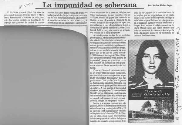 La impunidad es soberana  [artículo] Marino Muñoz Lagos.