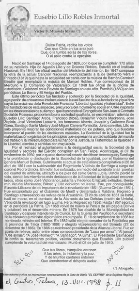 Eusebio Lillo Robles Inmortal  [artículo] Víctor B. Miranda Marín.