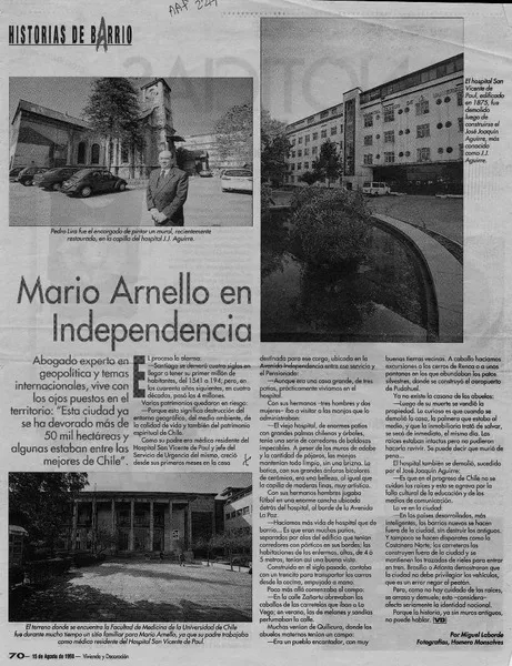 Mario Arnello en Independencia  [artículo] Miguel Laborde.