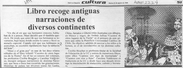Libro recoge antiguas narraciones de diversos continentes  [artículo].