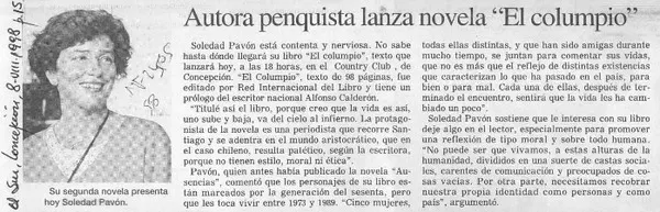 Autora penquista lanza novela "El columpio"  [artículo].