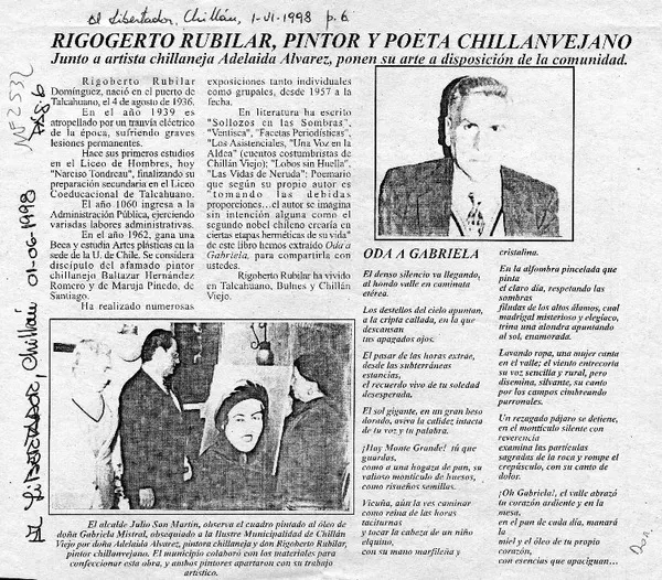 Rigoberto Rubilar, pintor y poeta chillanvejano  [artículo].