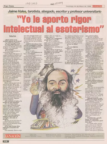 "Yo le aporto rigor intelectual al esoteristmo" [entrevista] [artículo] : Rodrigo Durán.
