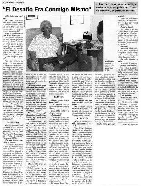 "El desafío era conmigo mismo"  [artículo] Mario Rodríguez O.