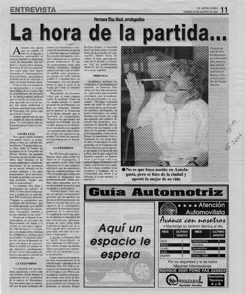 La hora de la partida --  [artículo]